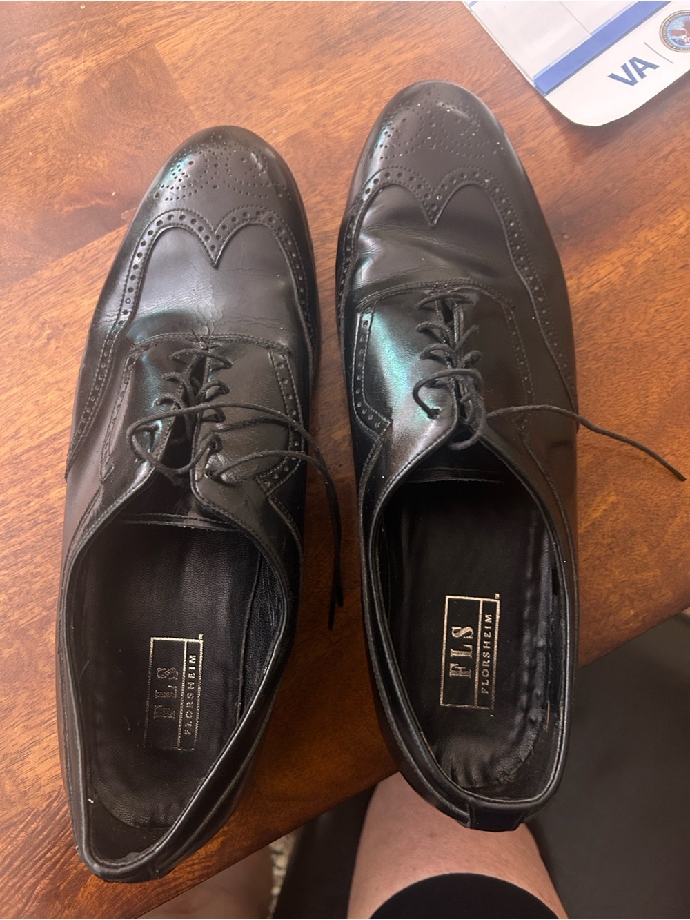 Florsheim Men’s Black Leather Wingtip Derby Shoes